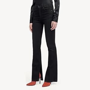 Rag & Bone Bella Black Slit Hem High Rise Flare Jeans Size 28